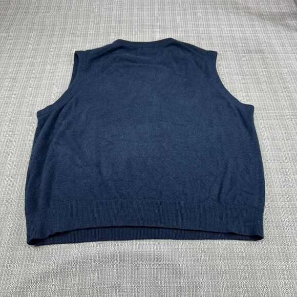 Lands End Sweater Vest Mens XL 100% Cashmere Blue Pullover V Neck Sleeveless - Picture 4 of 8